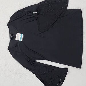 Antthony Black Scoopneck Bell Sleeve With Eyelet Design NWT
